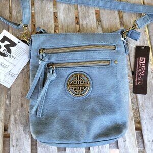 NWT STONE MOUNTAIN Blue 3 Bagger Sydney Bag Vinyl Wristlet Crossbody Shoulder